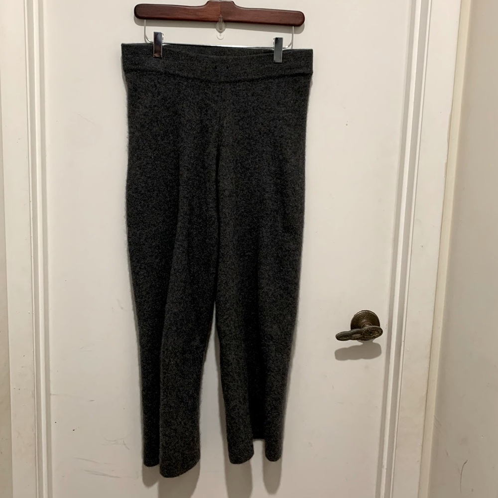 Saks Fifth Avenue | M | Grey Cashmere Pants cropped wide leg elastic waistband